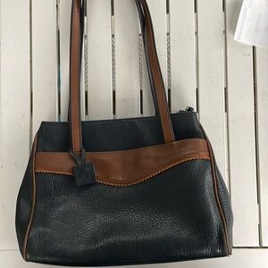 Giani Bernini black pebble leather bag with brown details